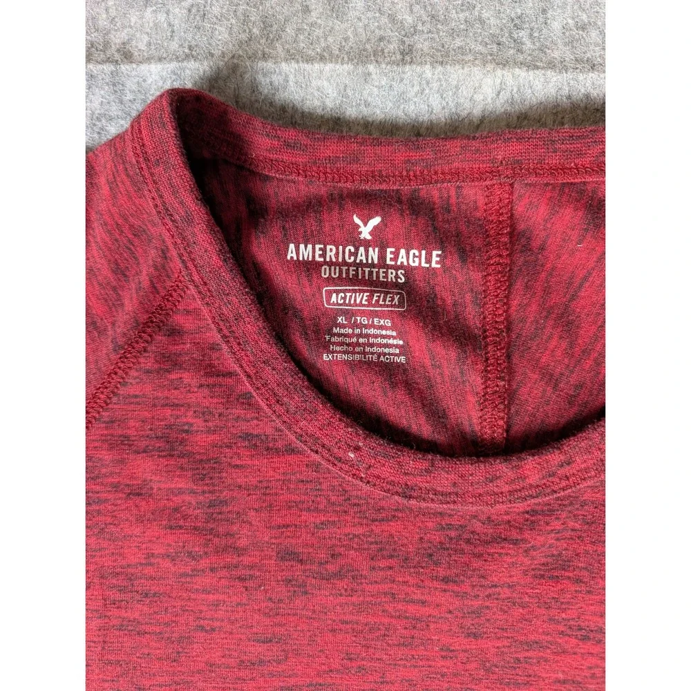 American Eagle Active Flex Mens Long Sleeve Shirt Burgundy Space Dye Raglan XL‎